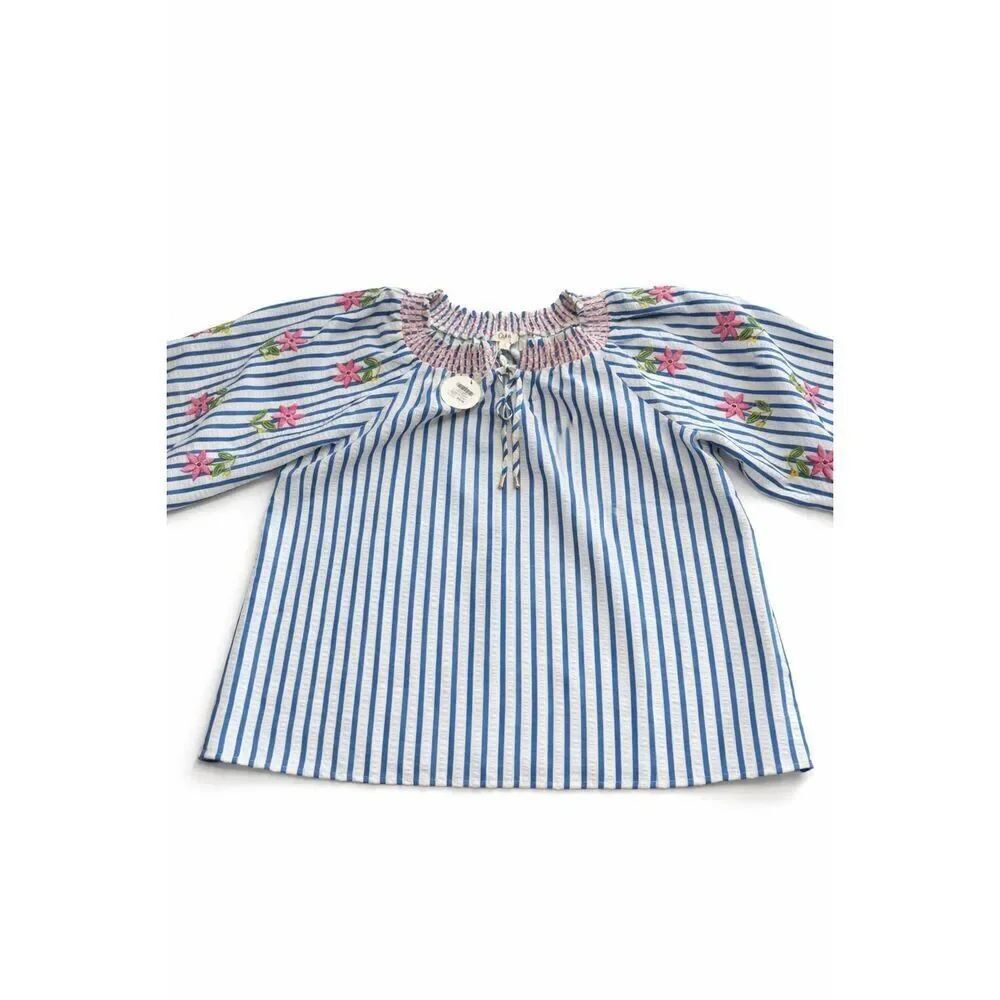 NWT Oddi Crinkled Striped Blouse Size Medium New